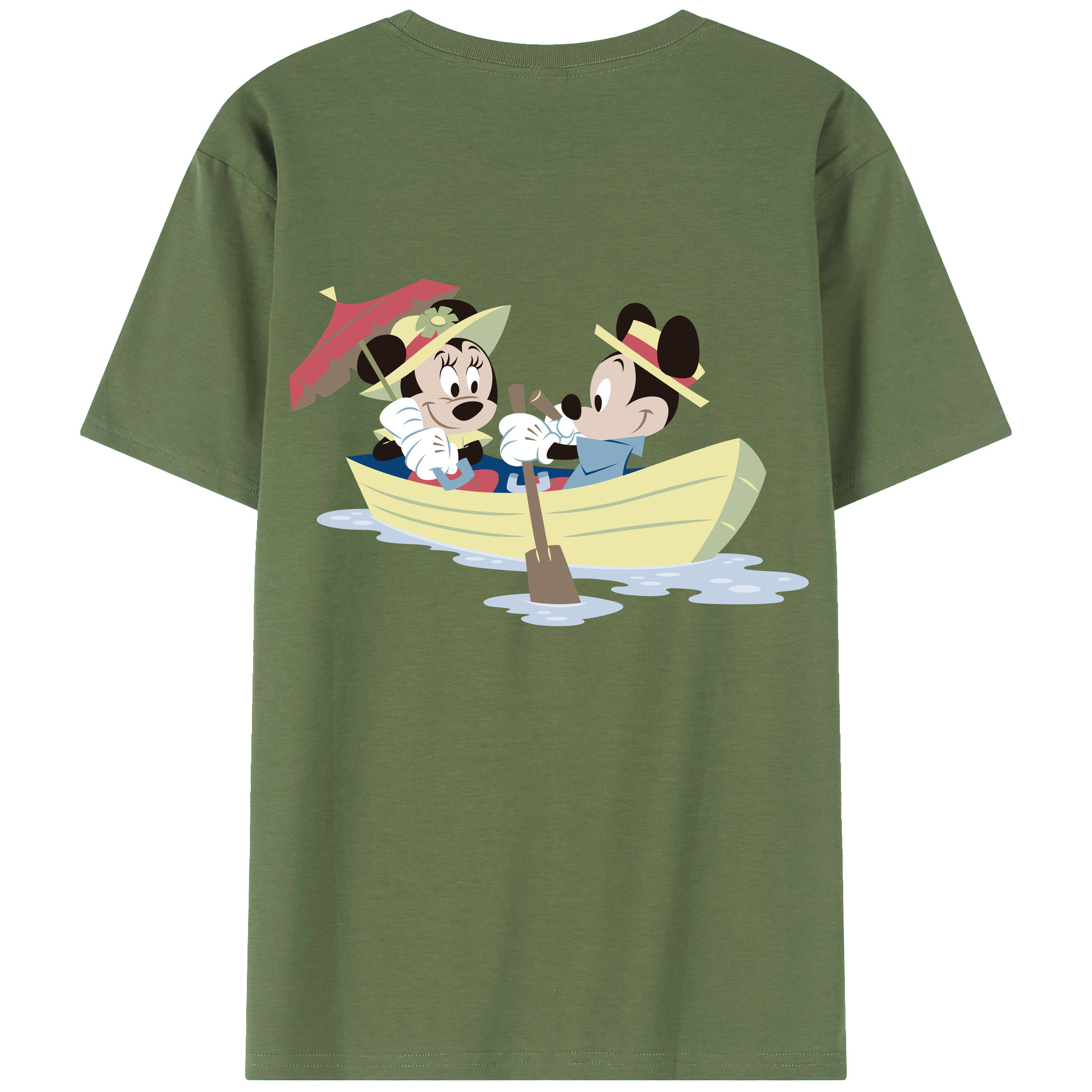 ミッキーマウス Mickey Mouse 綿100％ メンズ半袖Tシャツ（バックプリント） 通気性